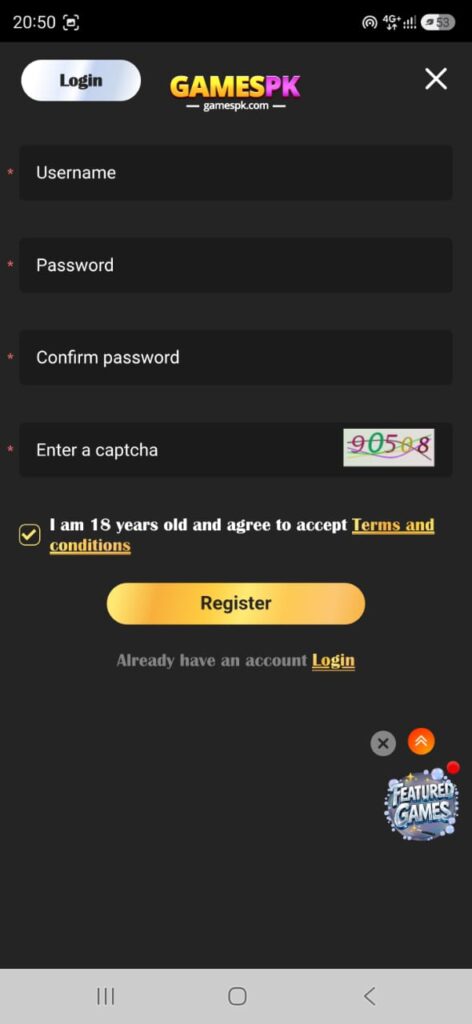 GamesPK APK login